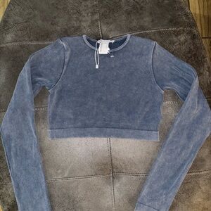 Zara Blue Long Sleeve Crop Top